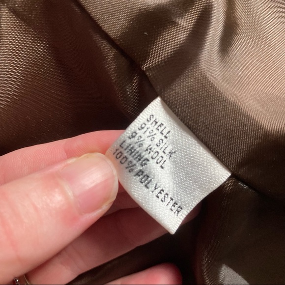 Talbots Womens Brown Silk/Wool Coat Size 4 - Picture 4 of 9